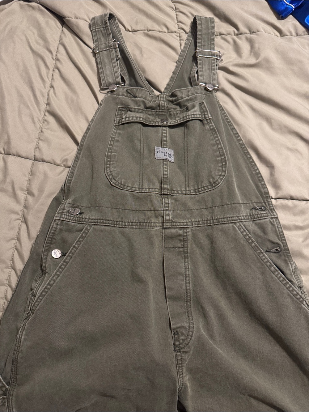 Rivet & Thread Olive Green Cotton Utility Overalls